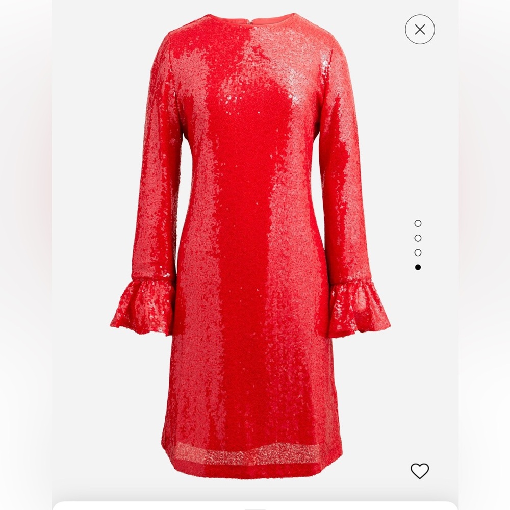 💋 J.Crew collection sequin winter garden red mini dress sleeves new nwt 16 ❤️